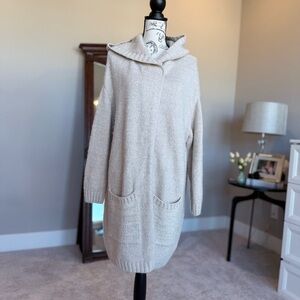 Free People Cozy Sweater Dress Tunic Cream XS Soft Knit Pockets